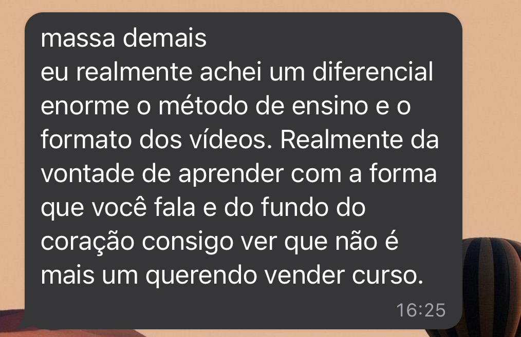 Aluno elogia o método de ensino e o formato das aulas